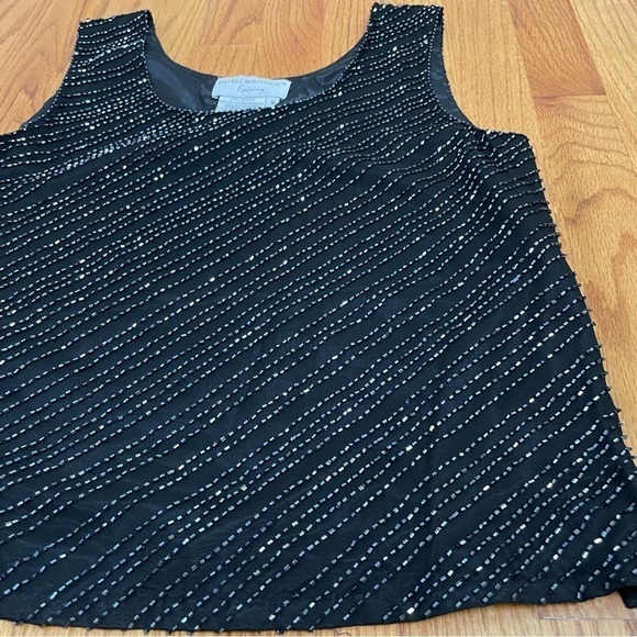PAPELL BOUTIQUE Evening Adrianna Papell Beaded silk sleeveless top elegant S - Picture 9 of 11